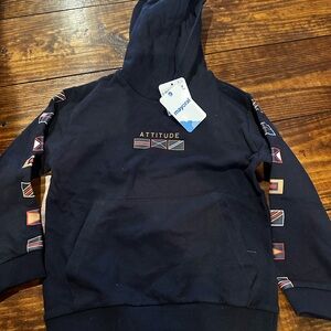 Mayoral Navy Hoodie with Geometric Sleeve Design